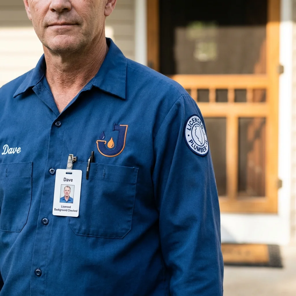 Licensed plumber showing ID badge in Sound Beach, NY