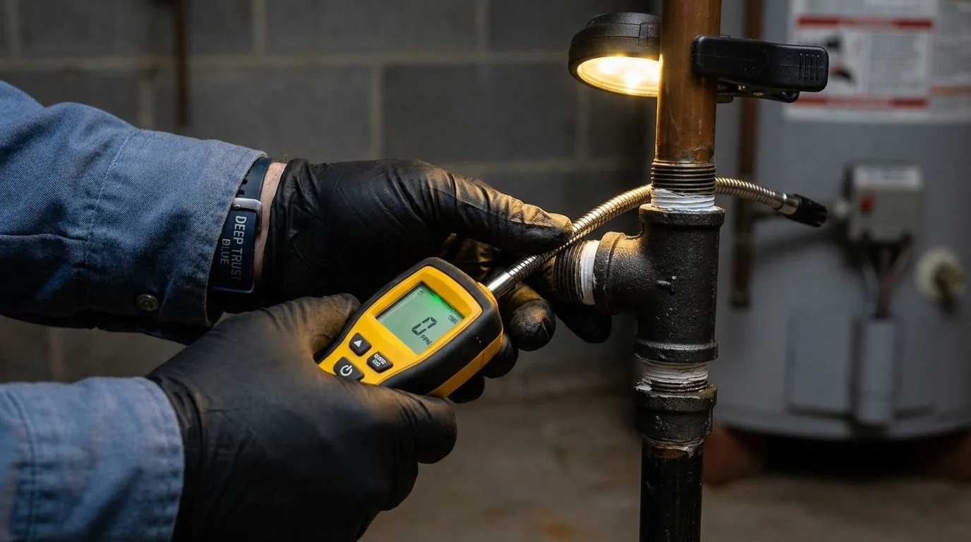 Gas leak detection with electronic sniffer by Johns Plumbing LLC in Sound Beach